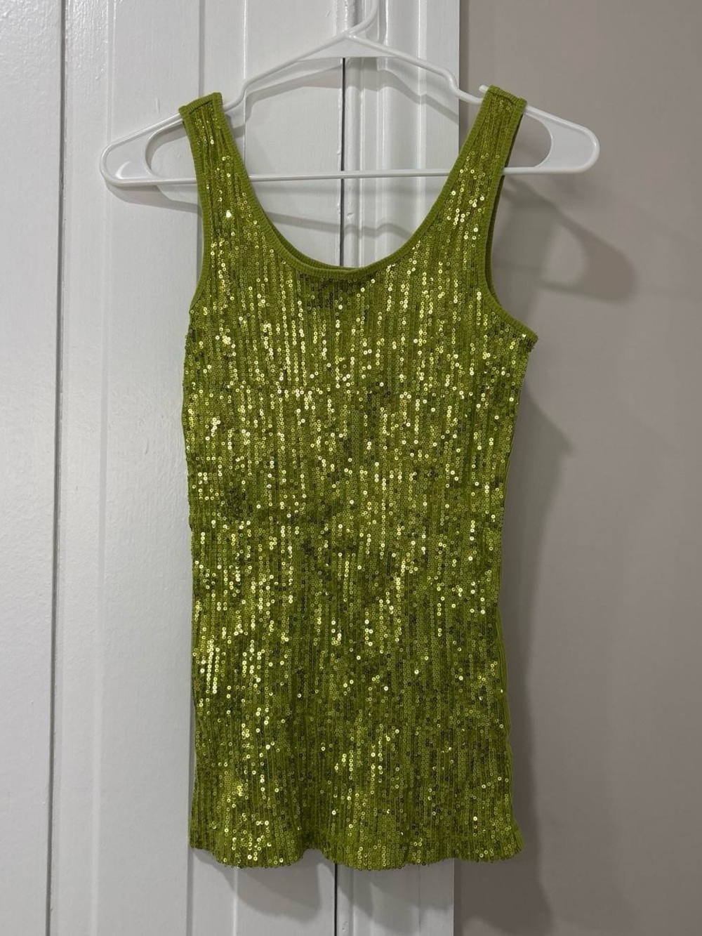 Charlotte Russe Olive Green Sequin Tank Top
